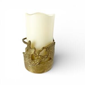 Vintage Brass Cherub Angel Candle Holder Pillar